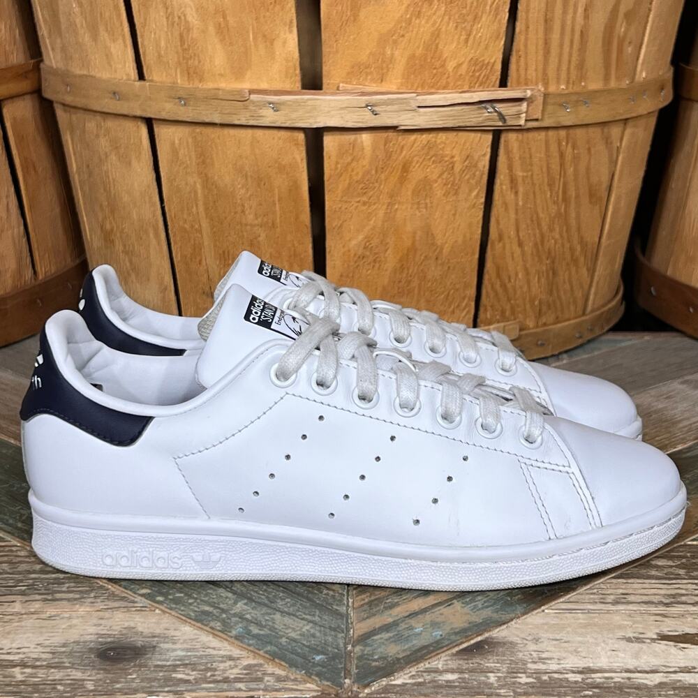 Adidas Originals Stan Smith Core White Black Leather Low Sneakers Youth Size 6